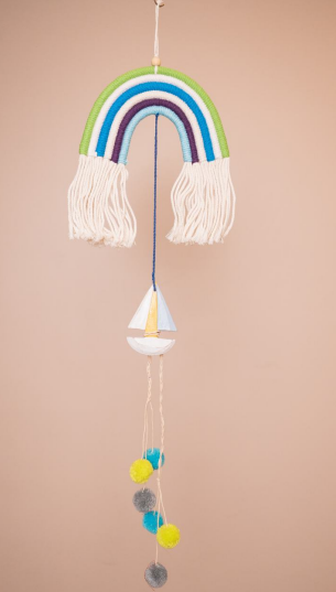Hanging Macramé Wooden Props & Pompom.