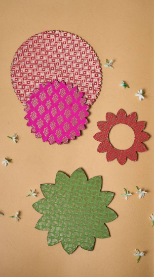Rangoli with Brocade Fabric.