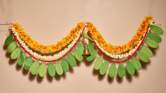 Bandarwal Silk Fabric Leaves- Yellow