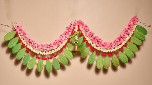 Bandarwal Silk Fabric Leaves - Pink