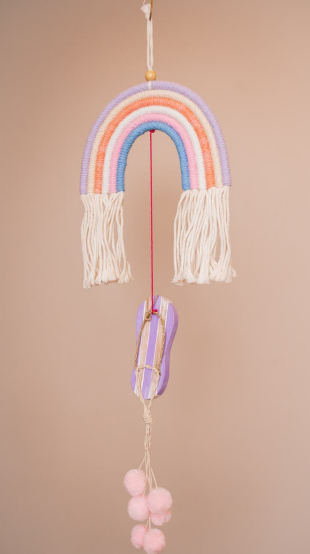 Hanging Macramé, Wooden Props & pom-pom