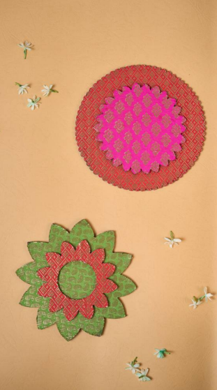 Rangoli with Brocade Fabric.